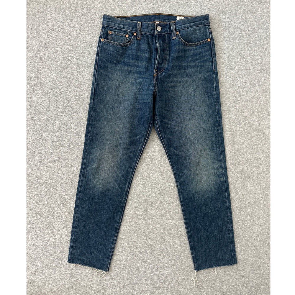 Levis 501 White Oak Cone Denim Jeans Women 29 Med Wash Raw Hem Straight Heritage